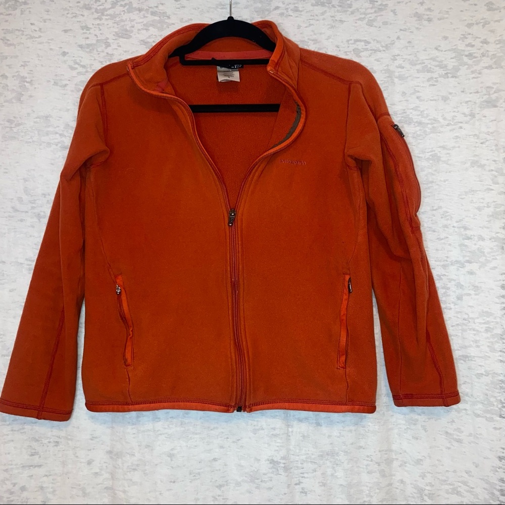 Patagonia Womens Orange Fleece with Side zipper pockets Full Zip Jacket Size S